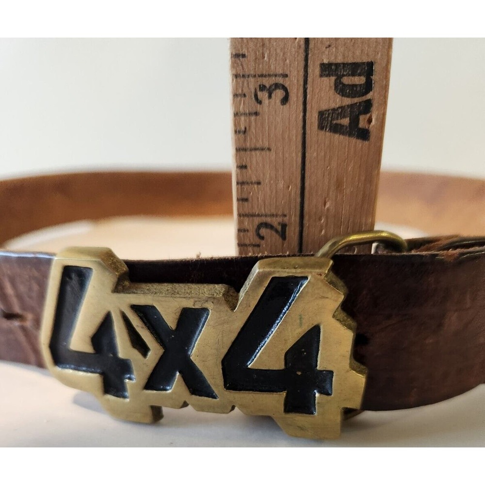 Vtg 1980's 4x4 Brass Belt Buckle Off-Road Mud Truck Four Wheeling RJ brand